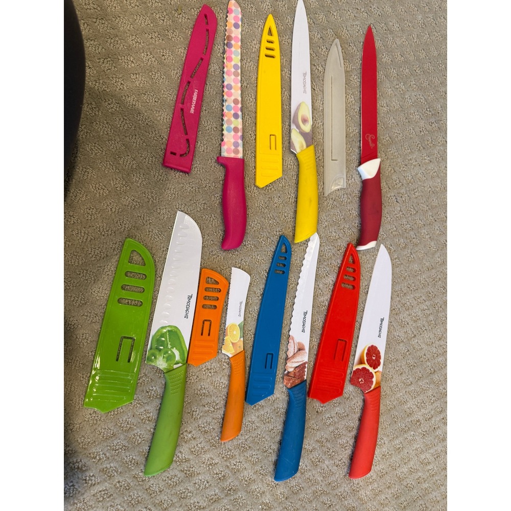 Tomodachi Farberware Kitchen Knives Set with Sheaths Fruit Avocado Bell Pepper‎